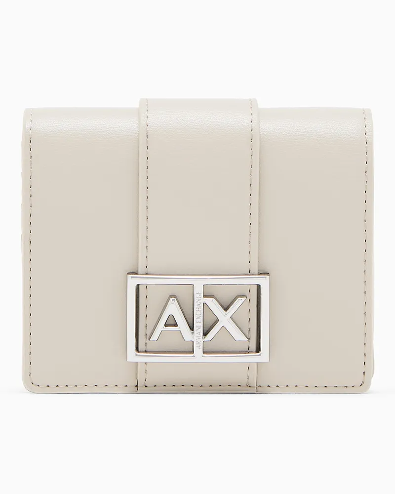 Armani Exchange Mini portafoglio con logo in metallo Bianco