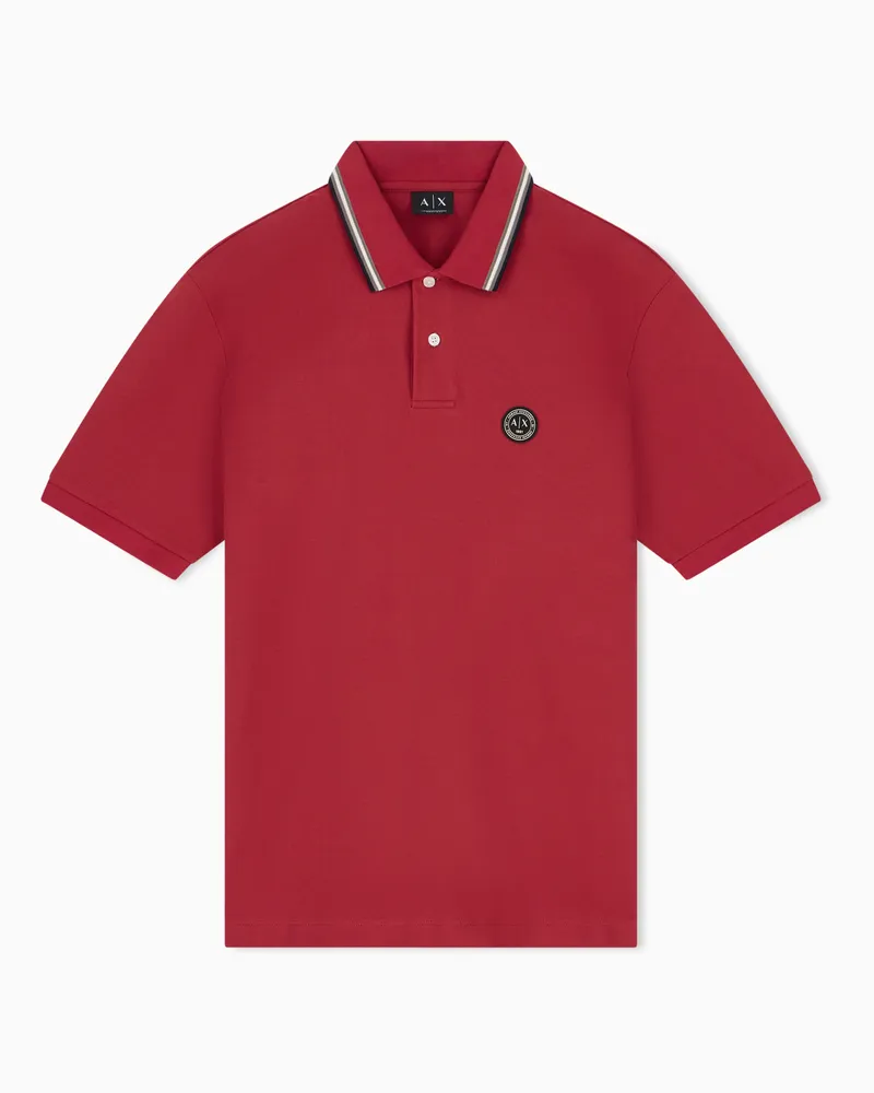 Armani Exchange Polo in piquet di cotone taglio regular Rosso