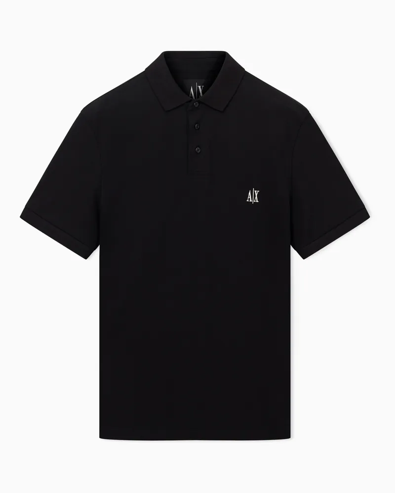Armani Exchange Regular fit cotton polo with logo Nero