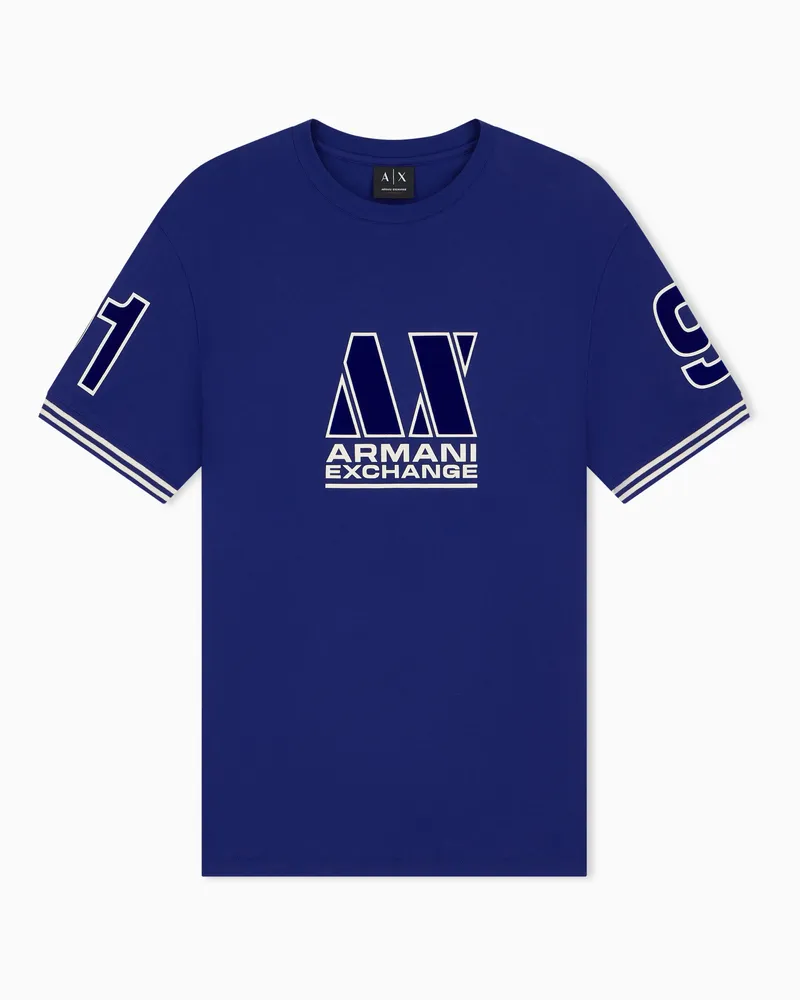 Armani Exchange T-shirt con vestibilità regolare in jersey di cotone Blu