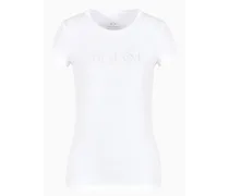 OFFICIAL STORE T-shirt Slim Fit In Cotone Organico Stretch Asv Con Logo Glitterato