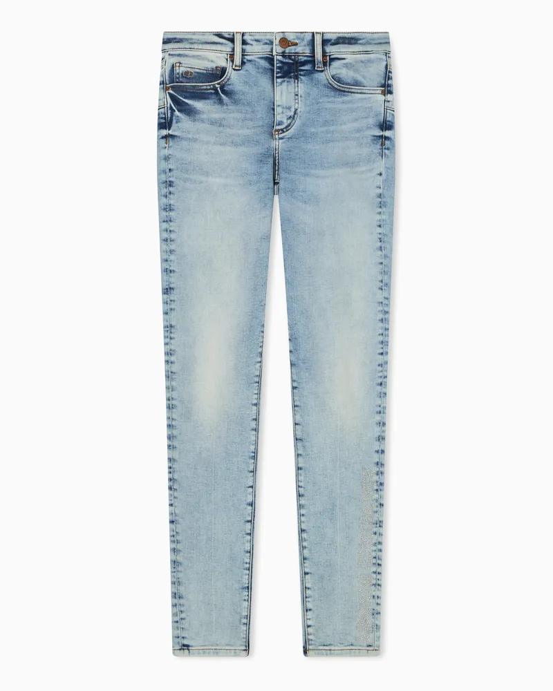 Armani Exchange Super Skinny Jeans Denim Stretch con Dettagli Blu