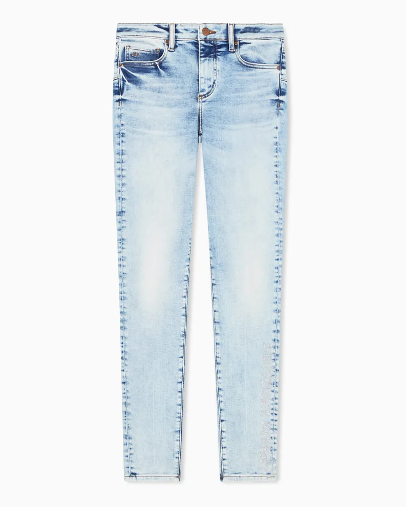 Armani Exchange Super Skinny Jeans Denim Stretch con Dettagli Blu