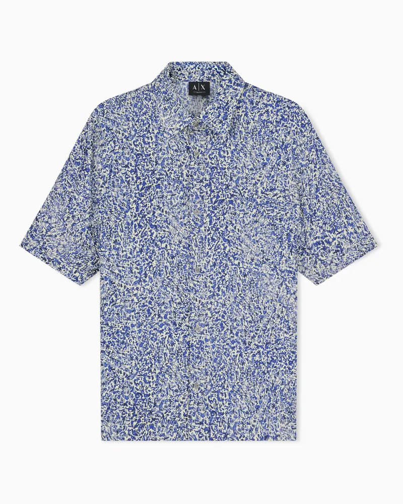 Armani Exchange Camicia over maniche corte in twill di viscosa fantasia Fantasia