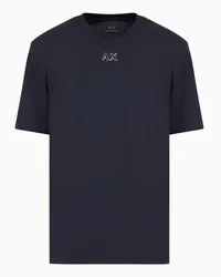 Armani Exchange OFFICIAL STORE T-shirt Regular Fit In Cotone Pesante Con Logo Effetto Stencil Blu