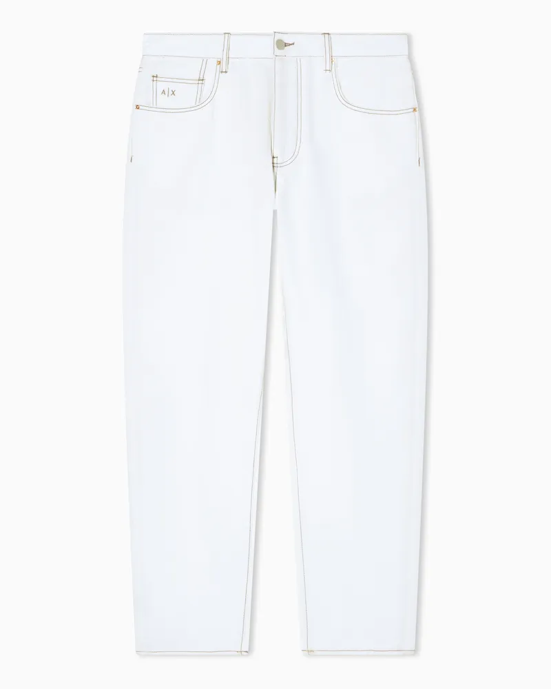 Armani Exchange Jeans loose fit in Cotone Bull Denim Bianco