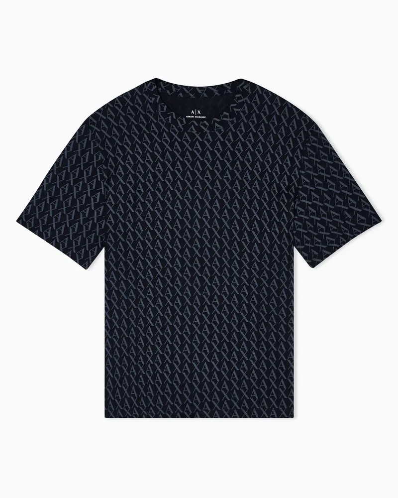 Armani Exchange T-shirt con logo in jersey di cotone Nero