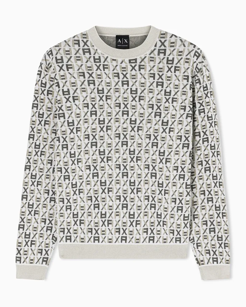 Armani Exchange Maglione con logo allover Beige