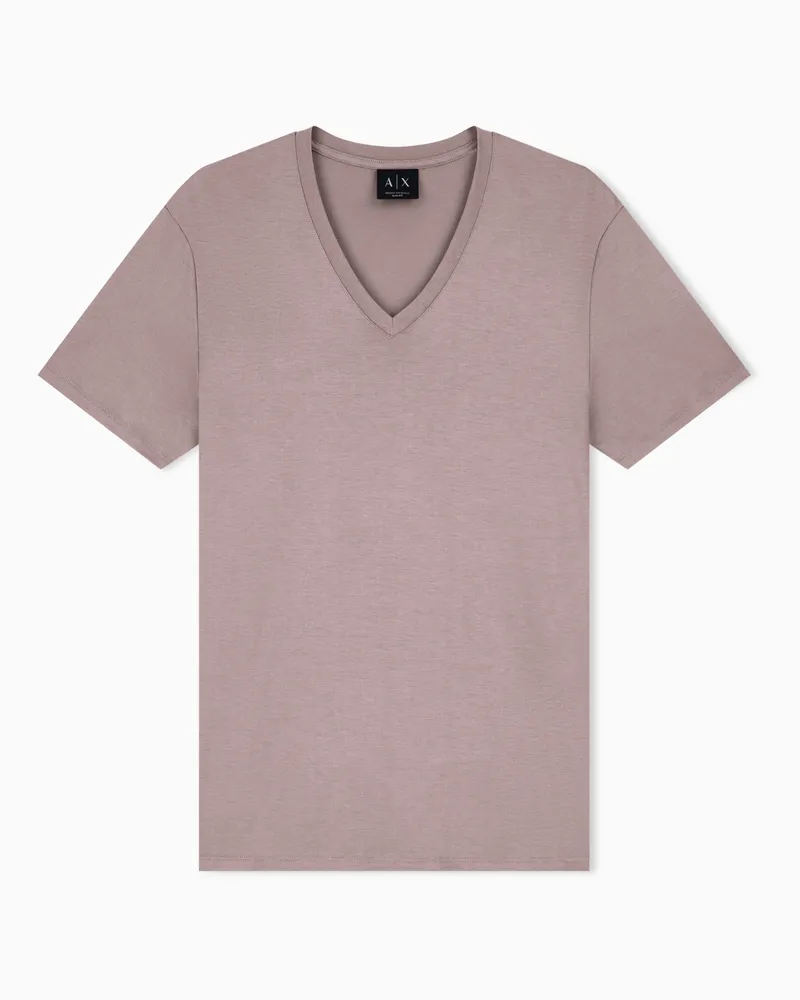 Armani Exchange T-shirt vestibilità slim in jersey di cotone Pima Marrone