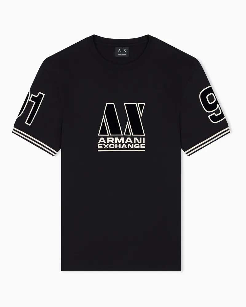 Armani Exchange T-shirt con vestibilità regolare in jersey di cotone Nero