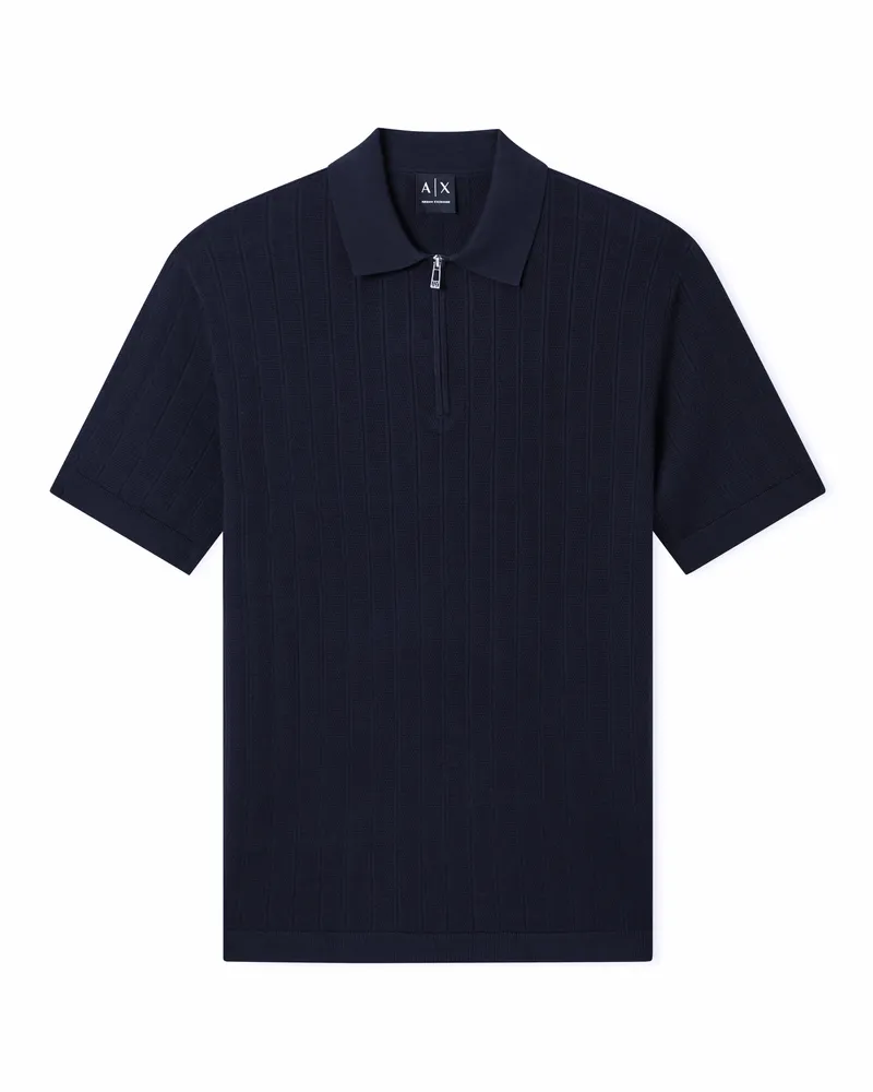 Armani Exchange Polo in Maglia di Cotone Essential Blu