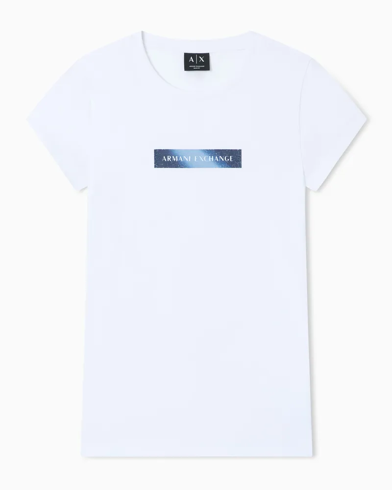 Armani Exchange T-Shirt Slim Fit in Jersey di Cotone Stretch Bianco