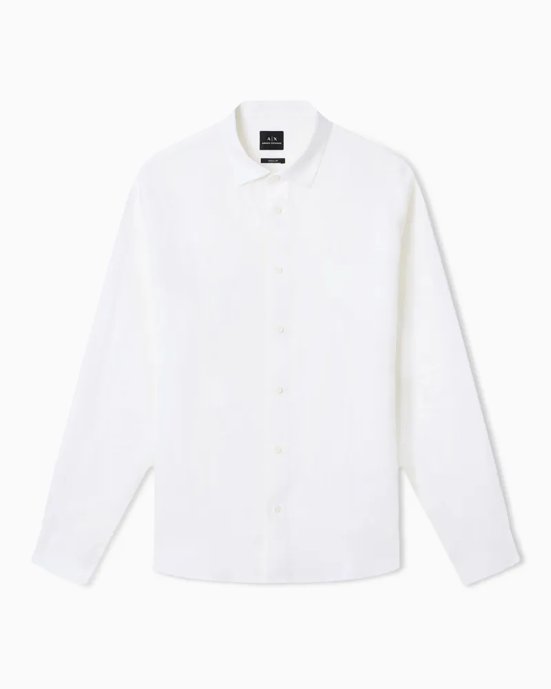 Armani Exchange Camicia in lino con collo classico Bianco