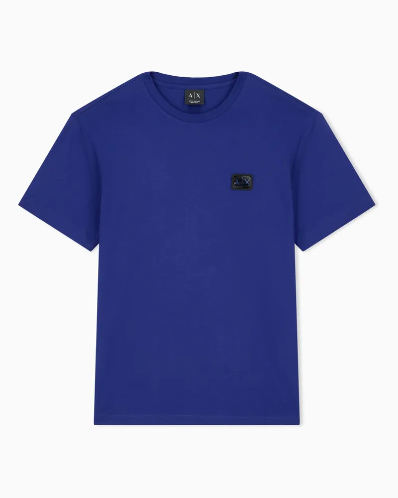 Armani Exchange T-shirt vestibilità regular in jersey di cotone Blu