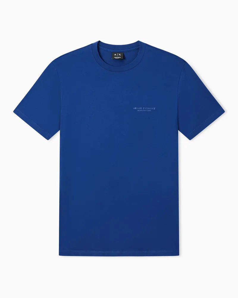 Armani Exchange T-shirt Regular Fit in Jersey di Cotone Blu