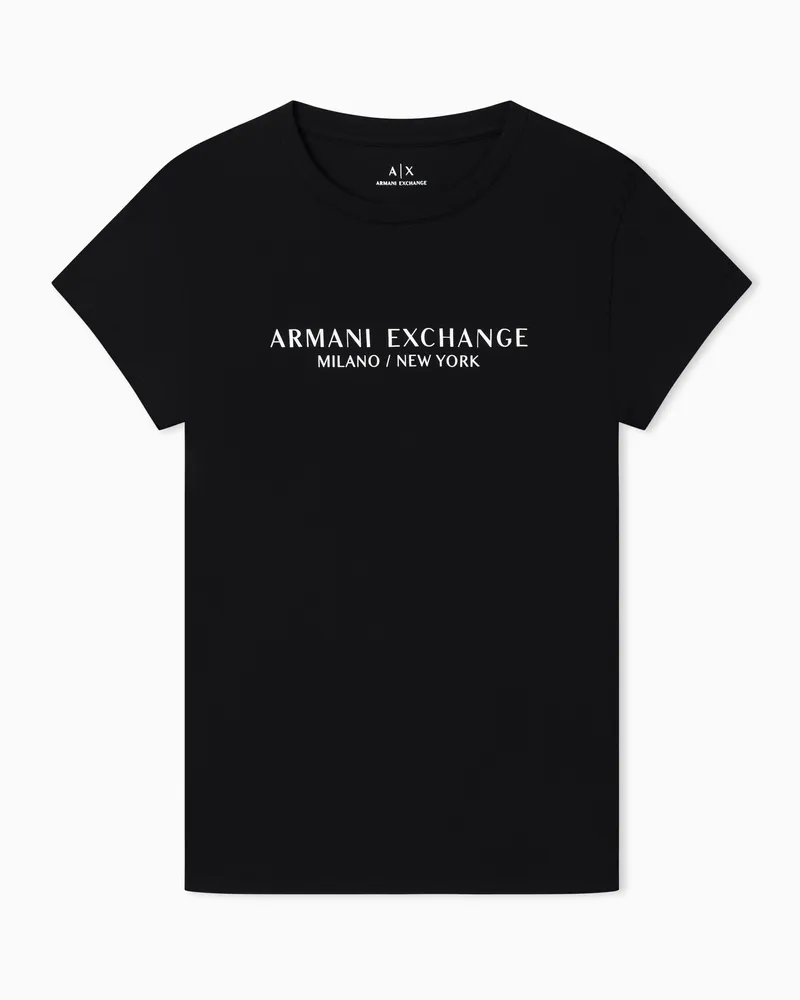 Armani Exchange T-shirt slim fit con stampa Milano New York Nero
