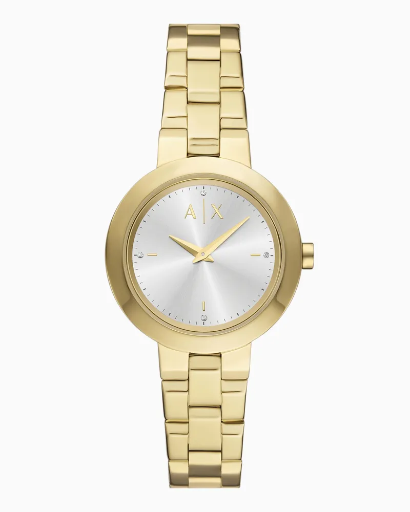 Armani Exchange Orologio a due lancette in acciaio inossidabile color oro Multicolore