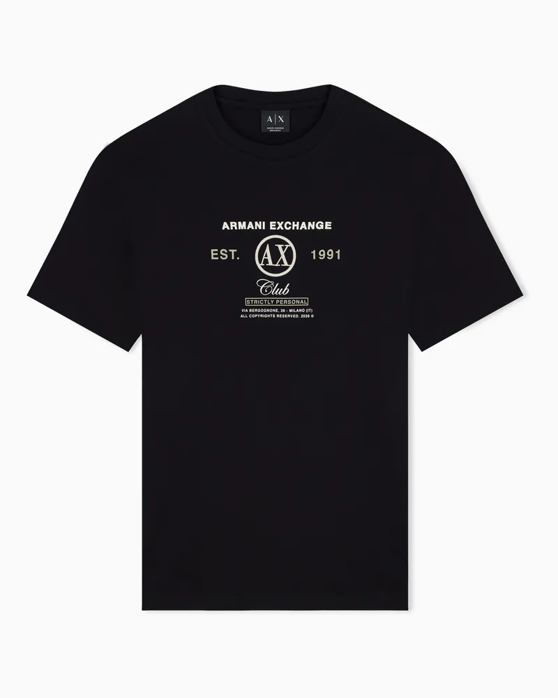 Armani Exchange T-shirt vestibilità regular in jersey di cotone Nero