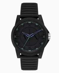 Armani Exchange OFFICIAL STORE Orologio In Silicone Nero A Tre Lancette Nero