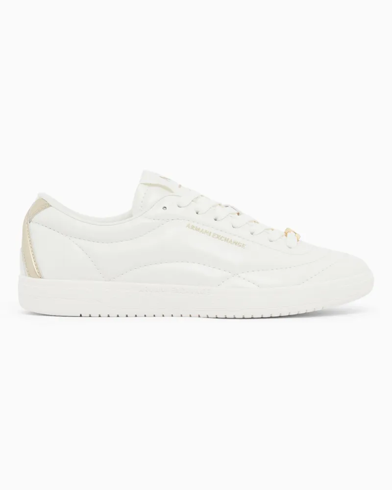 Armani Exchange Sneakers stringate con logo in rilievo e suola in gomma Bianco