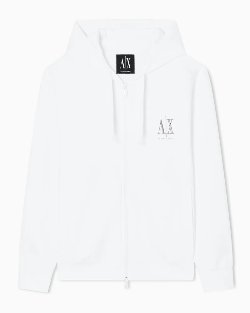 Armani Exchange Felpa Zip-Up in tessuto stretch bonded Bianco
