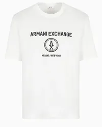 Armani Exchange OFFICIAL STORE T-shirt Regular Fit Con Ricamo Milano New York Bianco