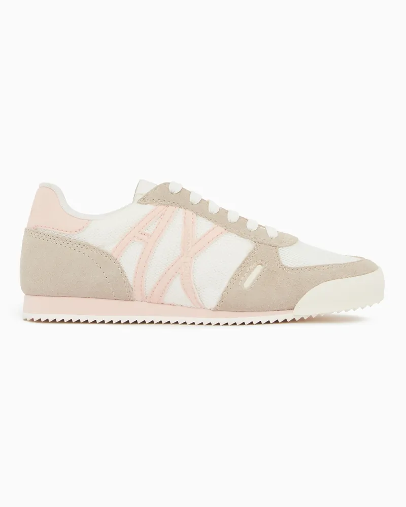 Armani Exchange Sneakers in Suede, Mesh e Dettagli Reflex Beige