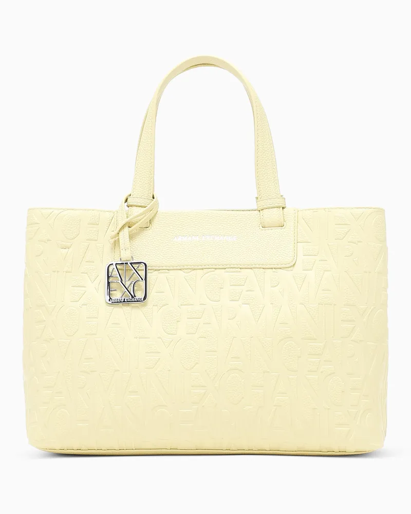 Armani Exchange Borsa in tessuto tecnico shopper con logo e tracolla Giallo