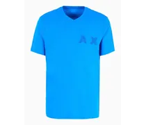 Armani Exchange OFFICIAL STORE T-shirt Regular Fit Con Scollo A V In Cotone Organico Asv Blu