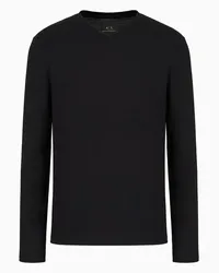 Armani Exchange OFFICIAL STORE T-shirt In Cotone Pima A Maniche Lunghe Con Scollo A V Nero