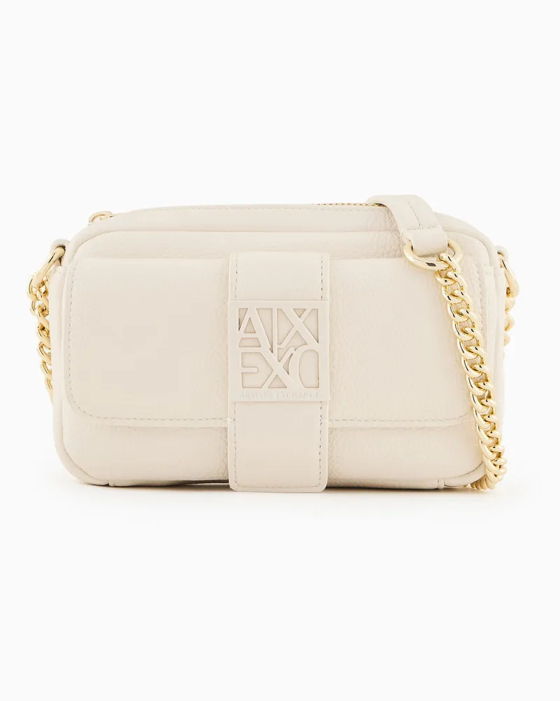 Armani Exchange Borsa mini tessuto tecnico con tracolla a catena Bianco