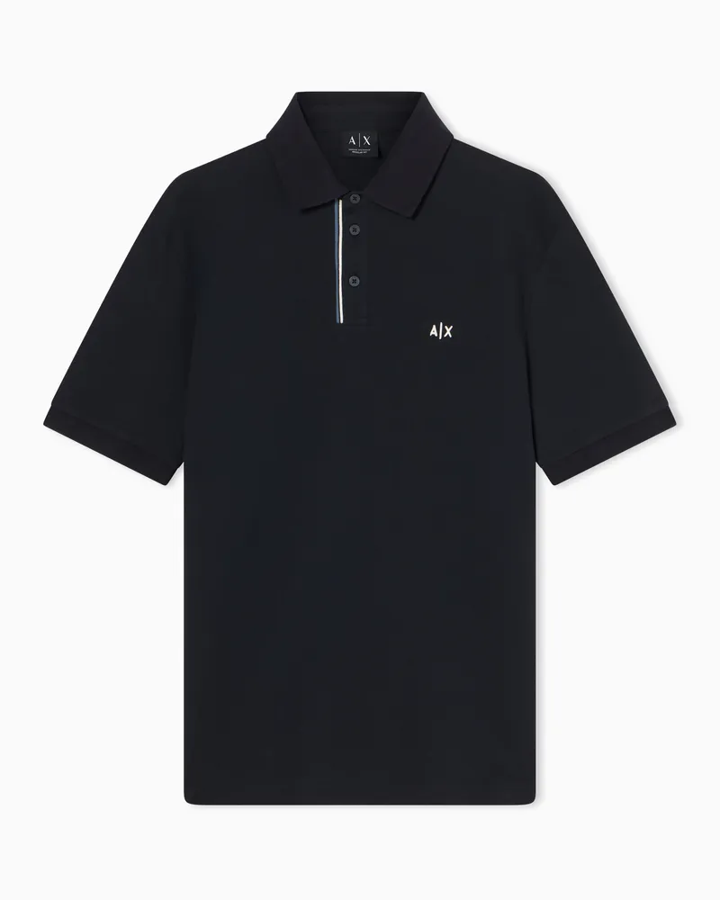 Armani Exchange Polo Piqué di Cotone basic Blu
