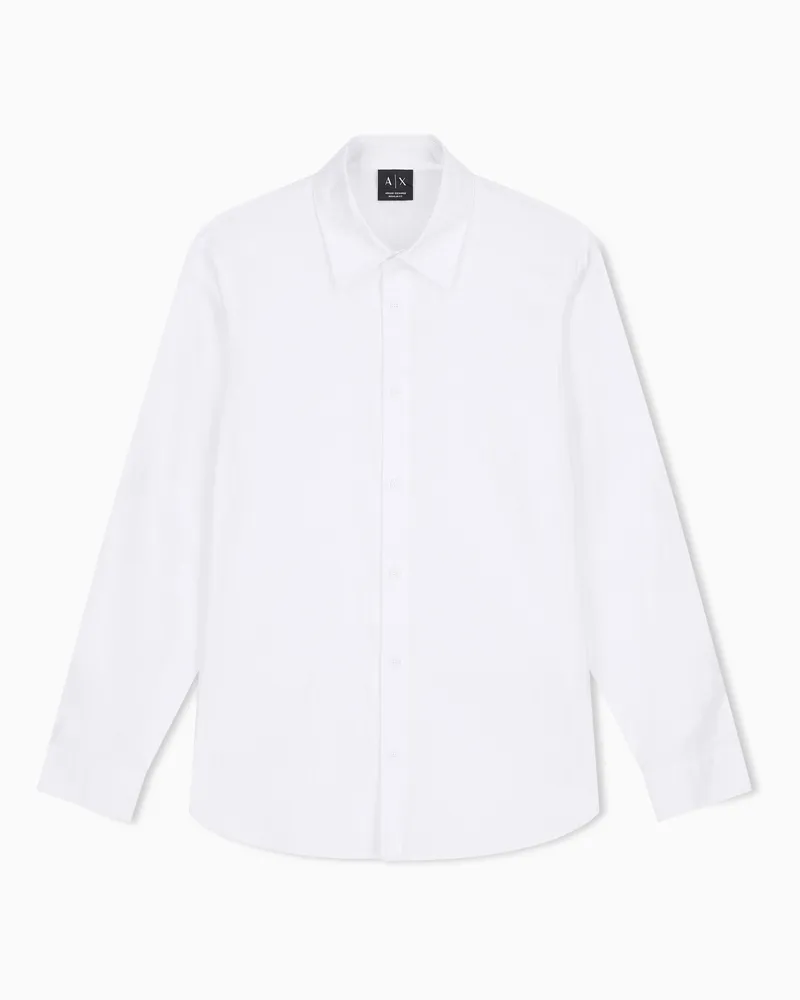 Armani Exchange Camicia regular fit in cotone jacquard Bianco