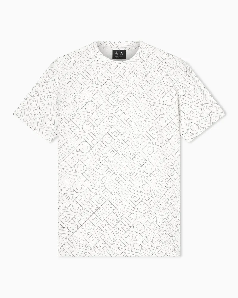 Armani Exchange T-shirt Regular Fit in Jersey di Cotone Bianco