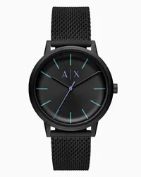 Armani Exchange OFFICIAL STORE Orologio A Tre Lancette In Maglia Di Acciaio Inossidabile Nero Nero