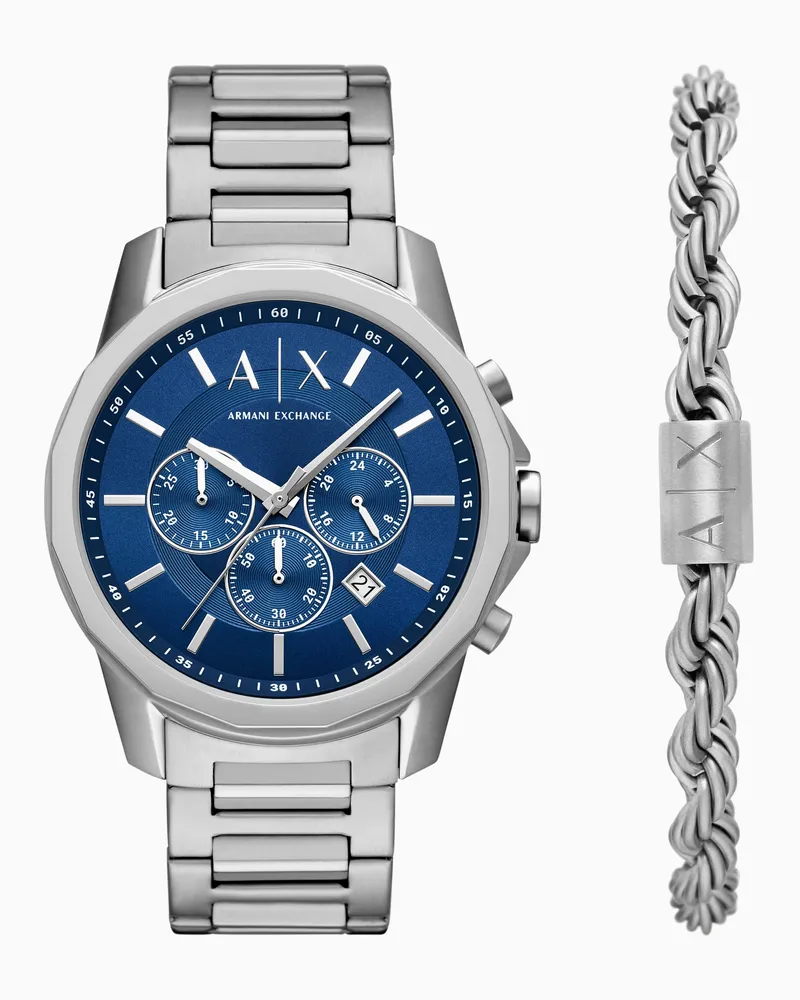 Armani Exchange Set regalo con cronografo e bracciale in acciaio inossidabile Multicolore