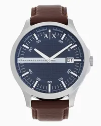 Armani Exchange OFFICIAL STORE Orologio In Pelle Marrone A Tre Lancette Con Datario Marrone