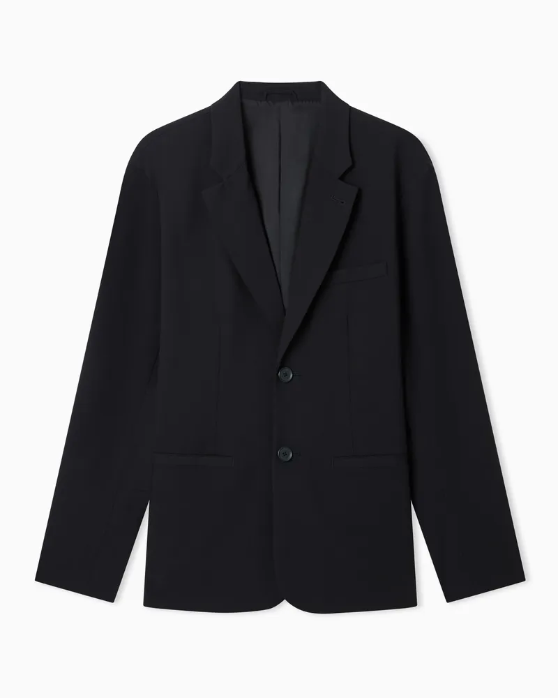 Armani Exchange Giacca slim fit monopetto in misto lana e viscosa Icon Blu