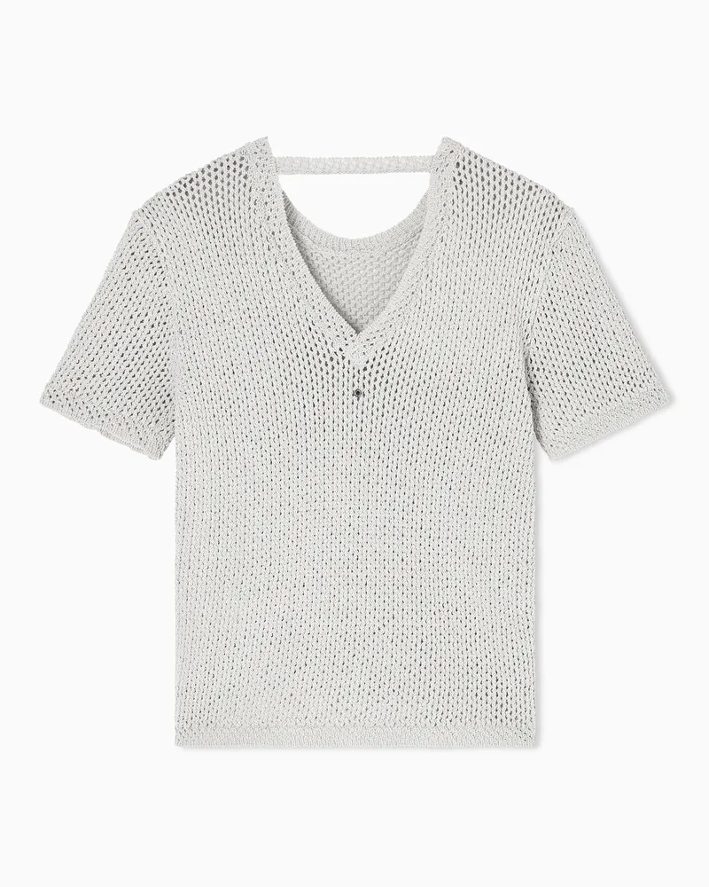 Armani Exchange Top metallico con scollo drappeggiato Beige