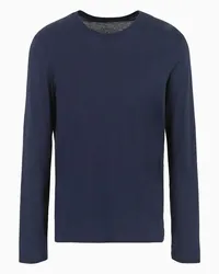 Armani Exchange OFFICIAL STORE T-shirt In Cotone Pima A Maniche Lunghe Blu