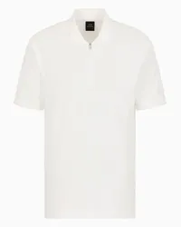 Armani Exchange OFFICIAL STORE Polo Regular Con Zip In Cotone Con Bande Logo Asv Bianco