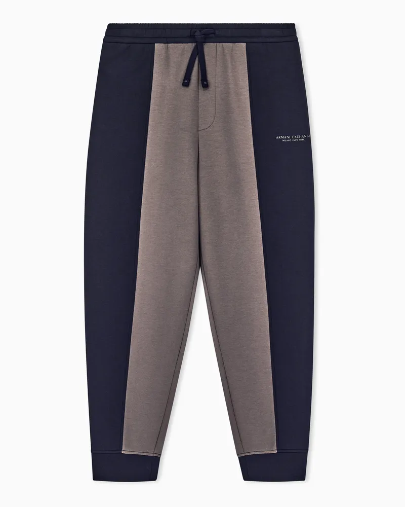 Armani Exchange Pantaloni jogger in jersey di cotone con inserti a contrasto Blu