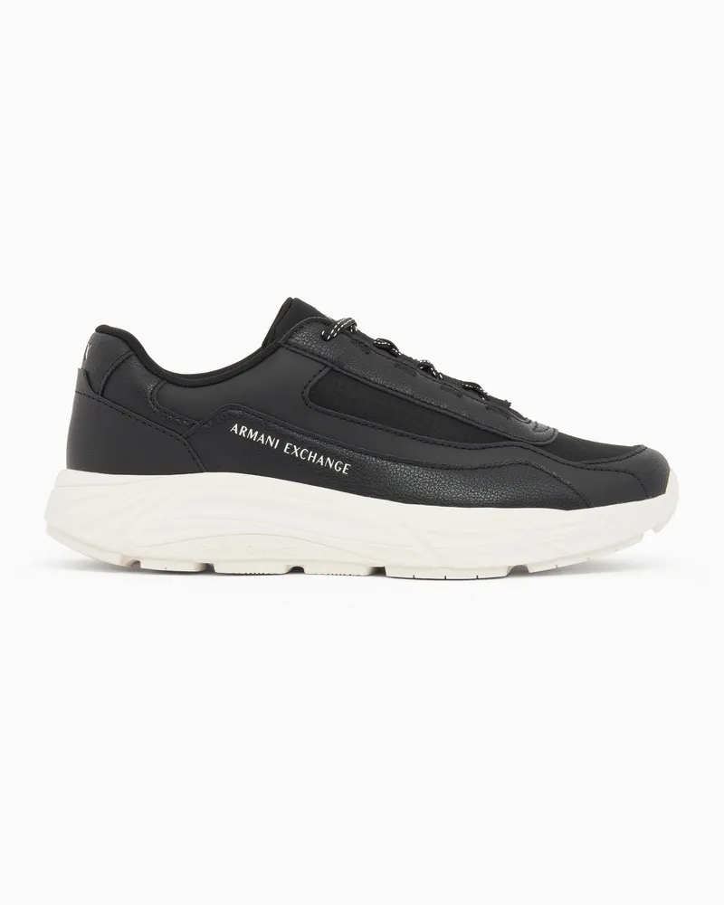 Armani Exchange Sneakers in tessuto tecnico e spalmato con suola in gomma Nero