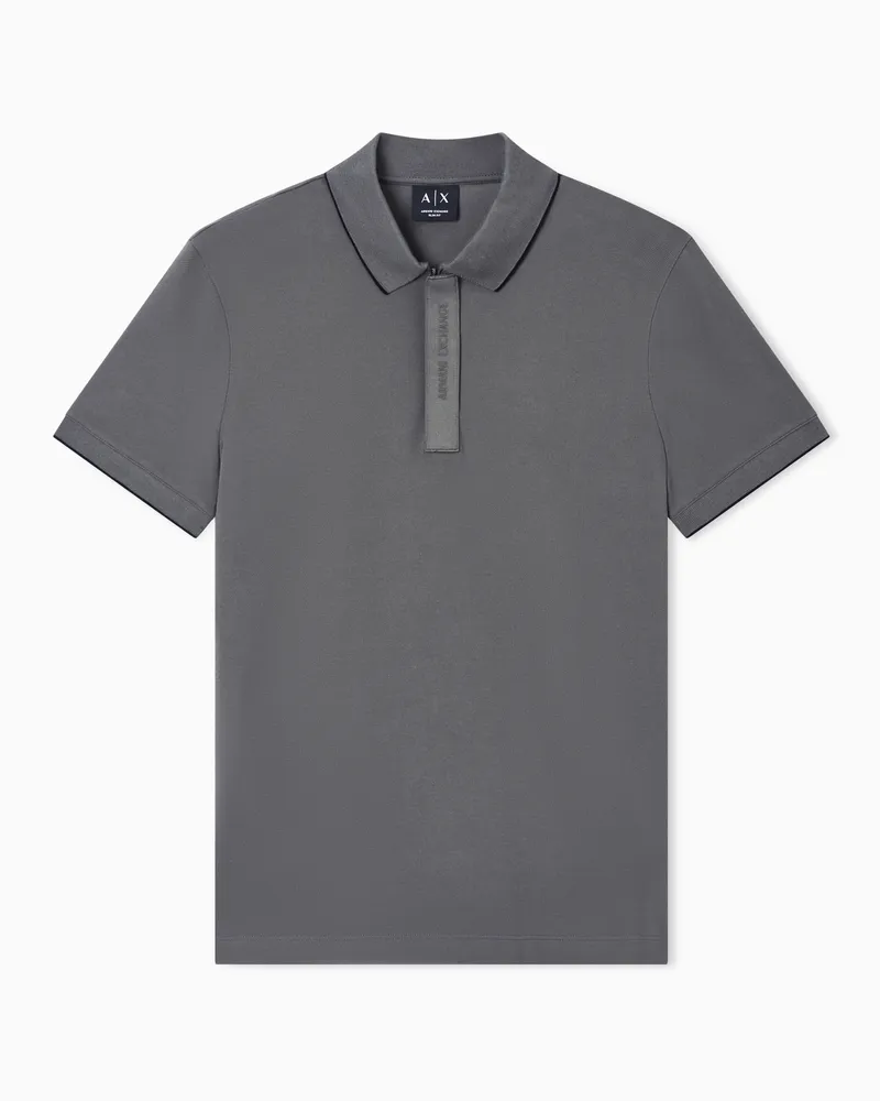 Armani Exchange Polo cotone piquet con piping a contrasto Verde