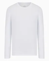 Armani Exchange OFFICIAL STORE T-shirt In Cotone Pima A Maniche Lunghe Bianco