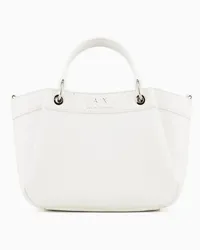 Armani Exchange OFFICIAL STORE Borsa Shopper Sagomata Piccola Con Doppi Manici Bianco