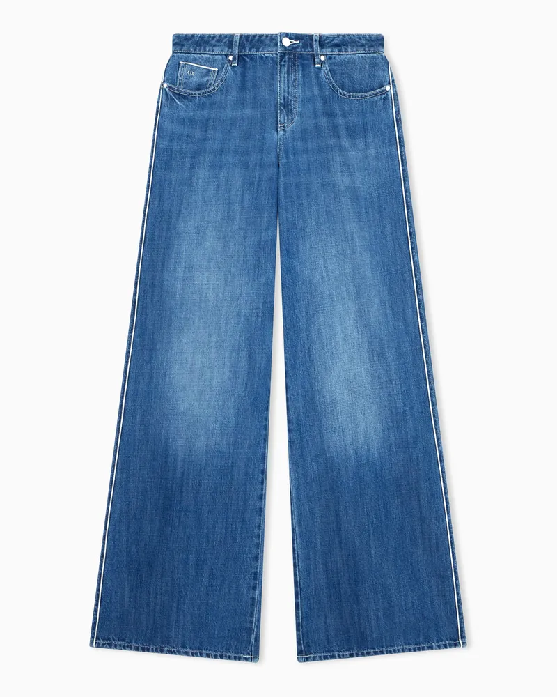 Armani Exchange Jeans Loose Fit Mid-Blue Rigid Denim Blu