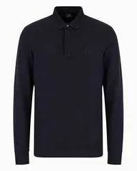 Armani Exchange OFFICIAL STORE Polo Slim Fit In Cotone Stretch A Maniche Lunghe Blu