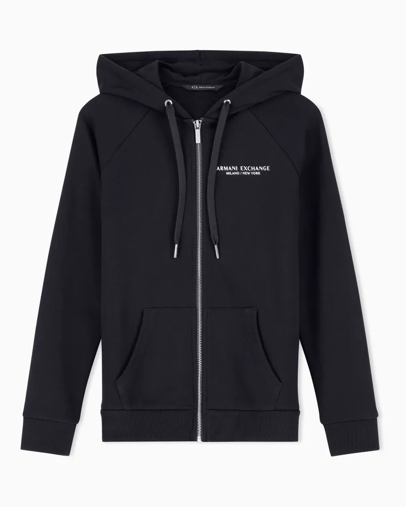 Armani Exchange Felpa con logo fullzip e cappuccio Nero
