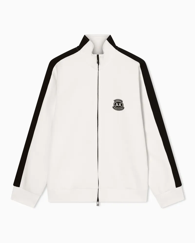 Armani Exchange Felpa in cotone bonded stretch Bianco